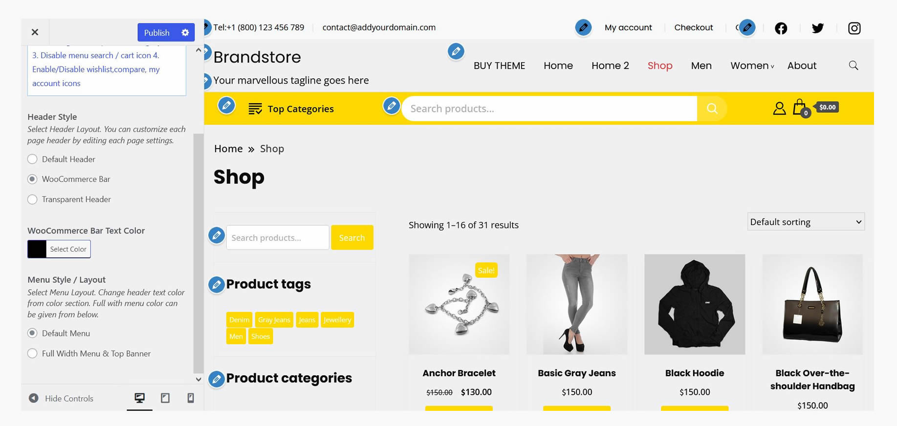 Customize the site